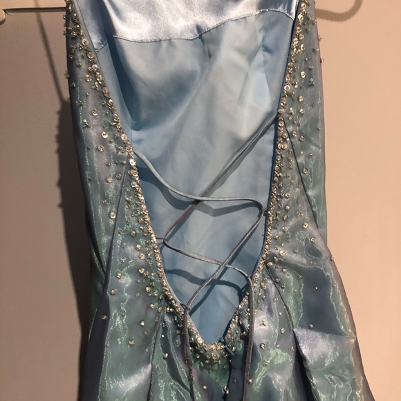 Teal-blue purple shimmer princess bedazzled Grad dress size 4 - Picture 7 of 16
